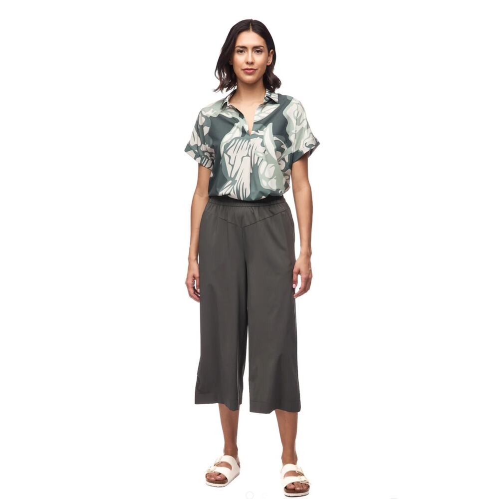 INDYEVA Women's Green EPESI III Pant Crop Wide Leg Pants in Nephrite Size Medium